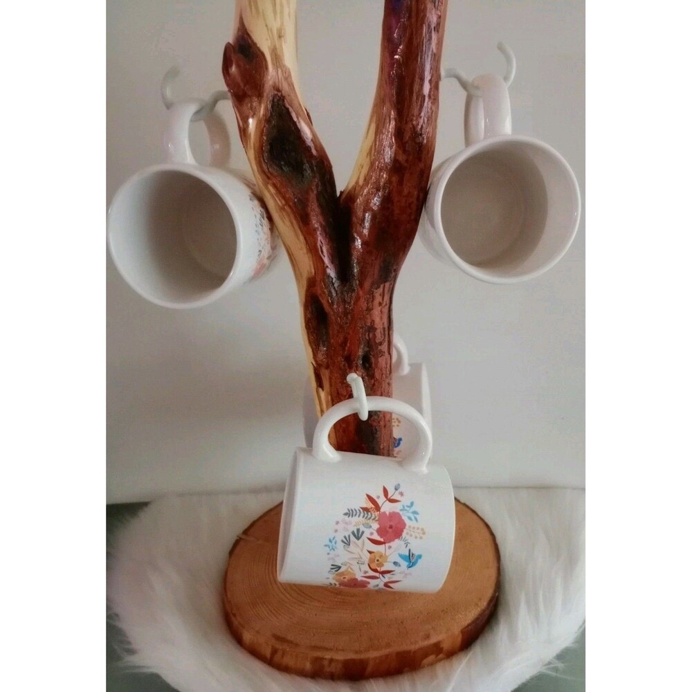 Hand Crafted Diamond Willow Cup Holder Unique One Of A Kind Kitchen New